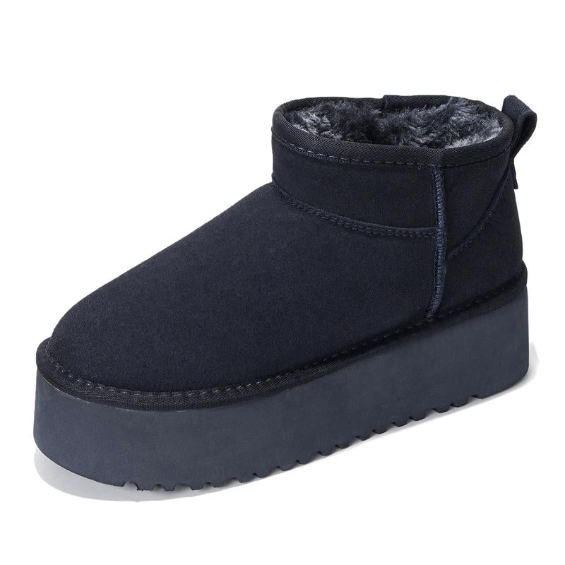 Project Cloud "Huggy" 100% Genuine Suede Leather Ankle Boots for Women Lightweight Memory Foam Fuzzy Boots Non-Slip Soft Fur Women Footwear