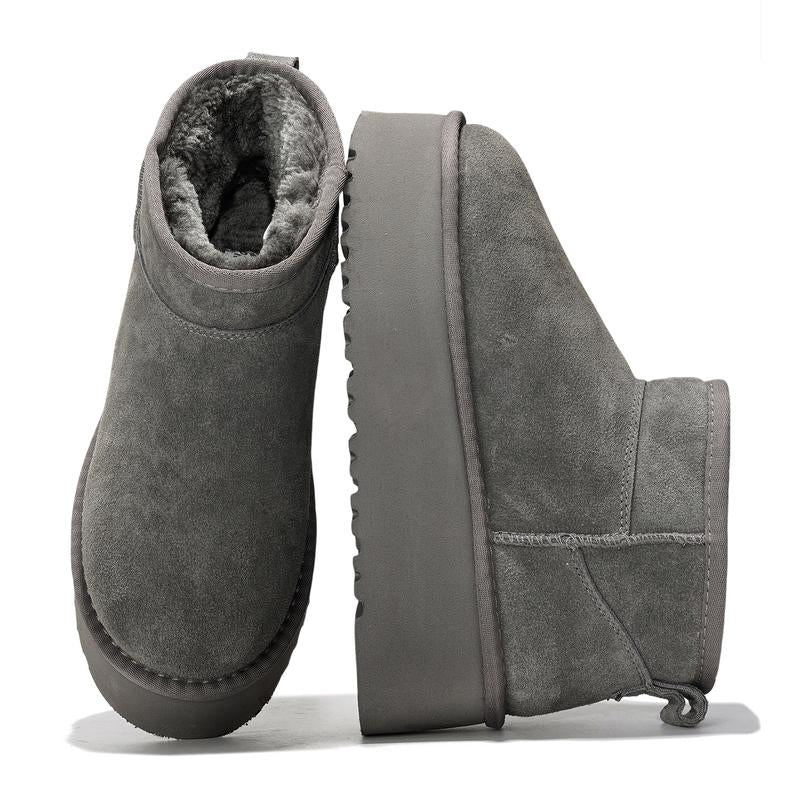 Project Cloud "Huggy" 100% Genuine Suede Leather Ankle Boots for Women Lightweight Memory Foam Fuzzy Boots Non-Slip Soft Fur Women Footwear