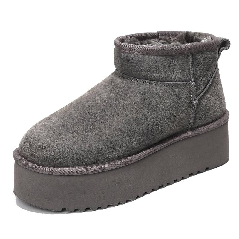 Project Cloud "Huggy" 100% Genuine Suede Leather Ankle Boots for Women Lightweight Memory Foam Fuzzy Boots Non-Slip Soft Fur Women Footwear