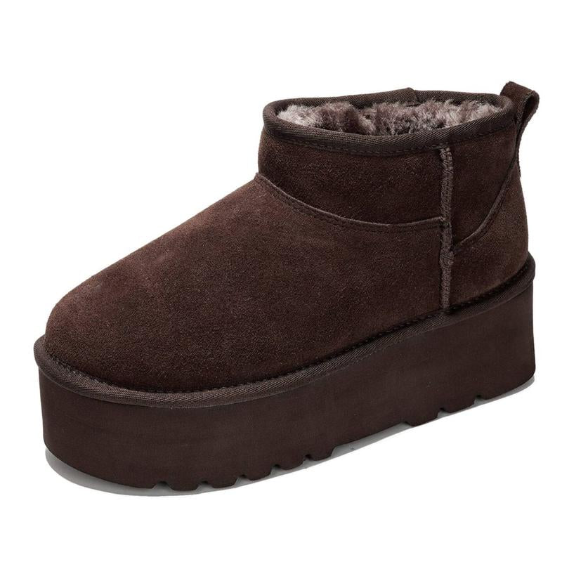 Project Cloud "Huggy" 100% Genuine Suede Leather Ankle Boots for Women Lightweight Memory Foam Fuzzy Boots Non-Slip Soft Fur Women Footwear