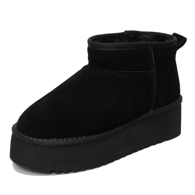 Project Cloud "Huggy" 100% Genuine Suede Leather Ankle Boots for Women Lightweight Memory Foam Fuzzy Boots Non-Slip Soft Fur Women Footwear