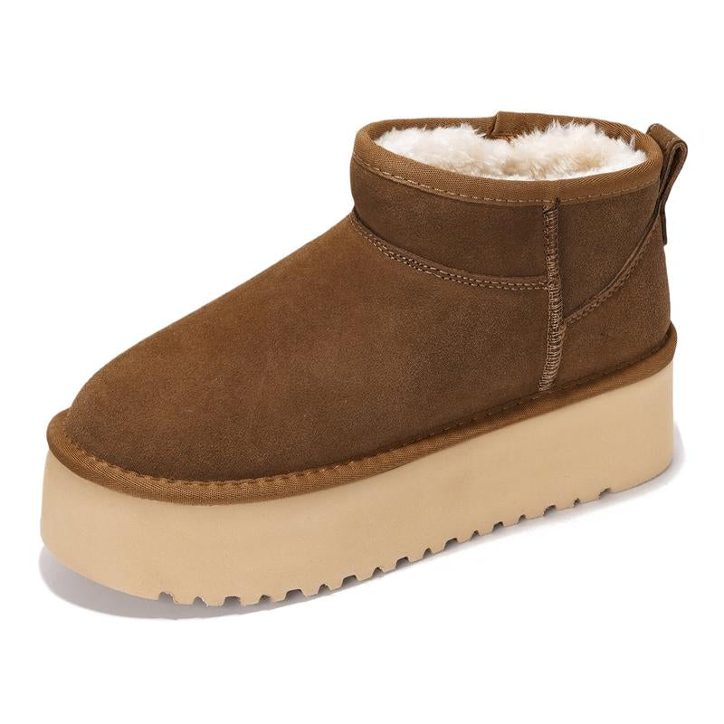 Project Cloud "Huggy" 100% Genuine Suede Leather Ankle Boots for Women Lightweight Memory Foam Fuzzy Boots Non-Slip Soft Fur Women Footwear
