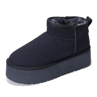Project Cloud "Huggy" 100% Genuine Suede Leather Ankle Boots for Women Lightweight Memory Foam Fuzzy Boots Non-Slip Soft Fur Women Footwear