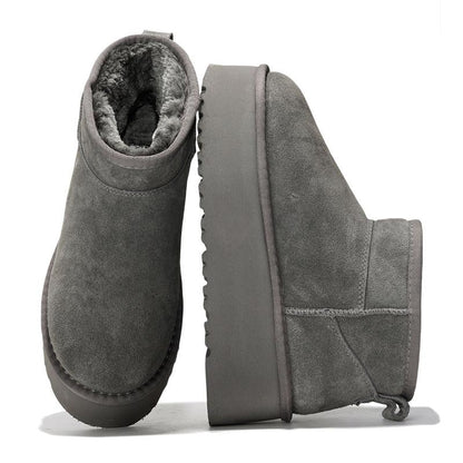 Project Cloud "Huggy" 100% Genuine Suede Leather Ankle Boots for Women Lightweight Memory Foam Fuzzy Boots Non-Slip Soft Fur Women Footwear
