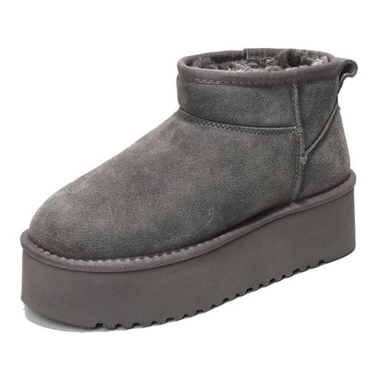 Project Cloud "Huggy" 100% Genuine Suede Leather Ankle Boots for Women Lightweight Memory Foam Fuzzy Boots Non-Slip Soft Fur Women Footwear