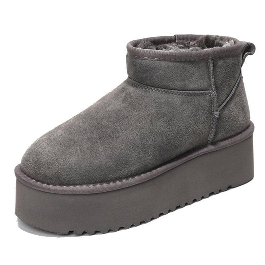 Project Cloud "Huggy" 100% Genuine Suede Leather Ankle Boots for Women Lightweight Memory Foam Fuzzy Boots Non-Slip Soft Fur Women Footwear