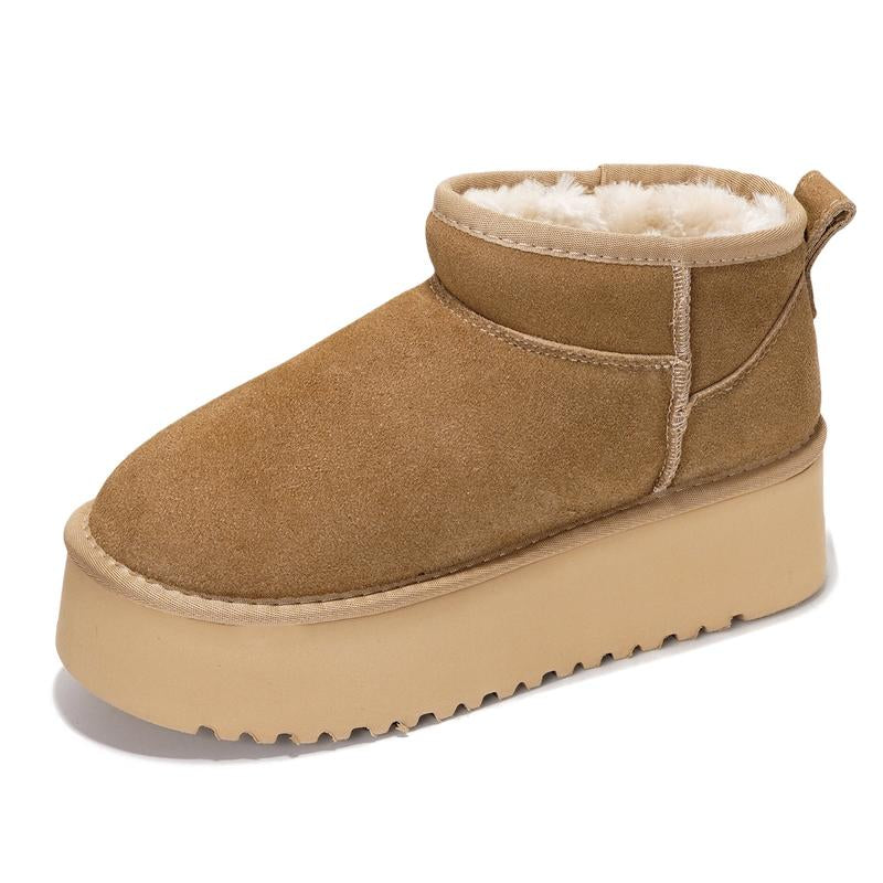 Project Cloud "Huggy" 100% Genuine Suede Leather Ankle Boots for Women Lightweight Memory Foam Fuzzy Boots Non-Slip Soft Fur Women Footwear