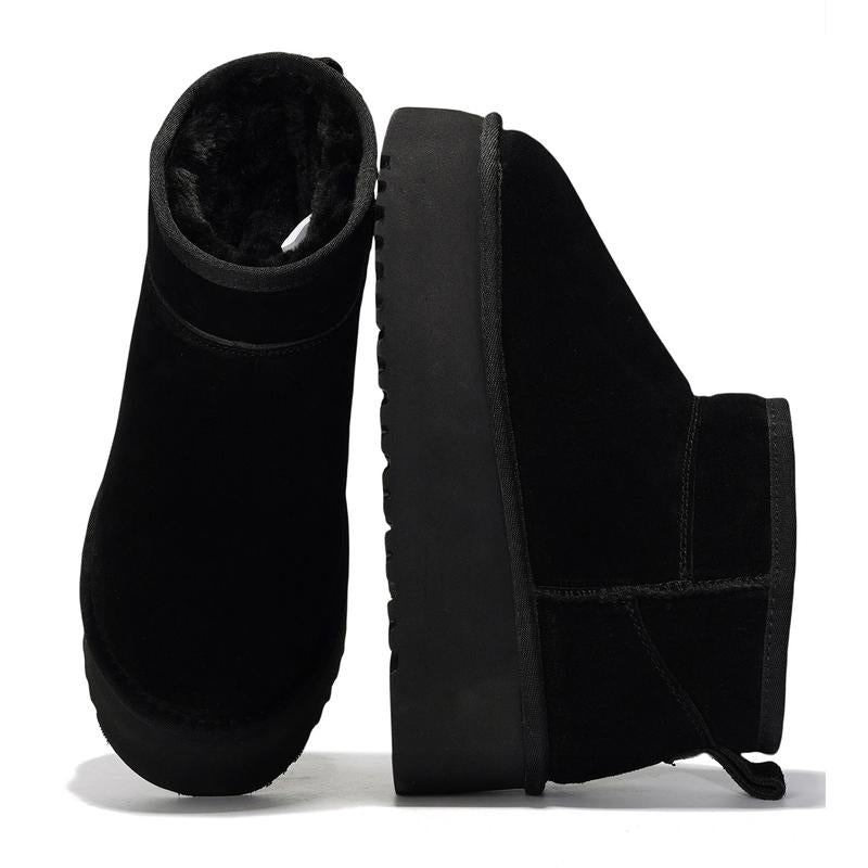 Project Cloud "Huggy" 100% Genuine Suede Leather Ankle Boots for Women Lightweight Memory Foam Fuzzy Boots Non-Slip Soft Fur Women Footwear