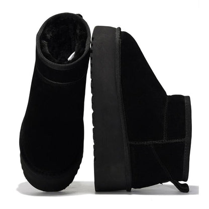 Project Cloud "Huggy" 100% Genuine Suede Leather Ankle Boots for Women Lightweight Memory Foam Fuzzy Boots Non-Slip Soft Fur Women Footwear